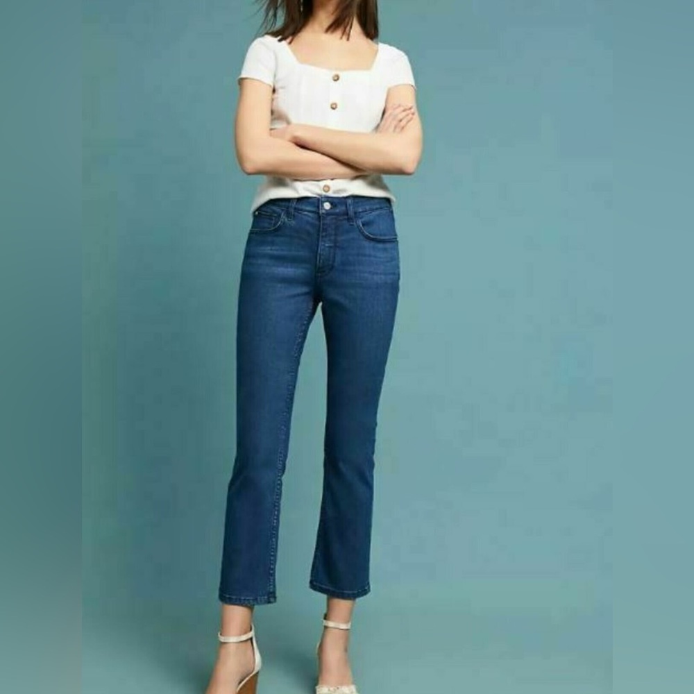 Pilcro and the Letterpress Cropped Blue Boot Cut Jeans